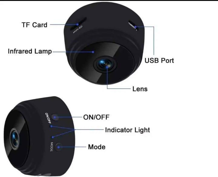 Mini WiFi Camera with Clear Vision Black
