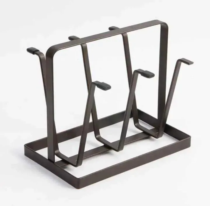 Stylish Metal Mug & Glass Holder Black