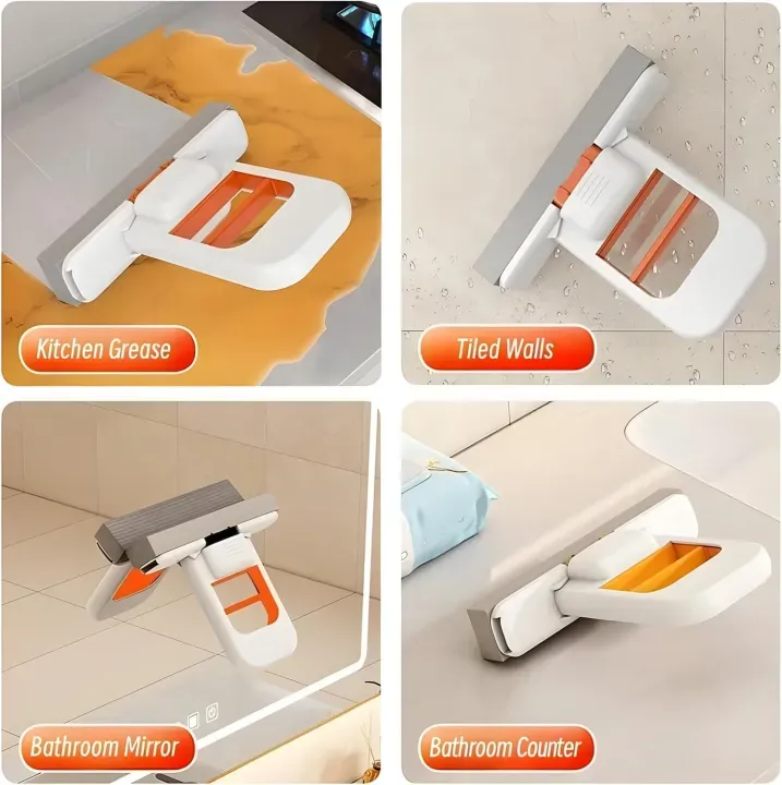 Mini Mop with Water Absorbent Sponge 2 Pcs White