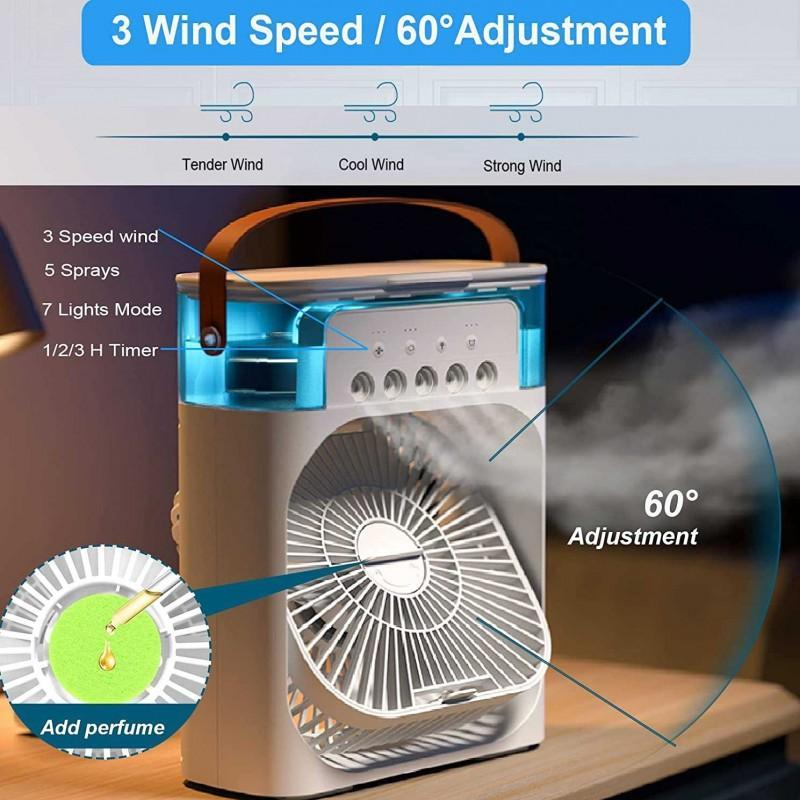 Portable Mini Air Cooler White ABS with Water Tank also known as mist fan