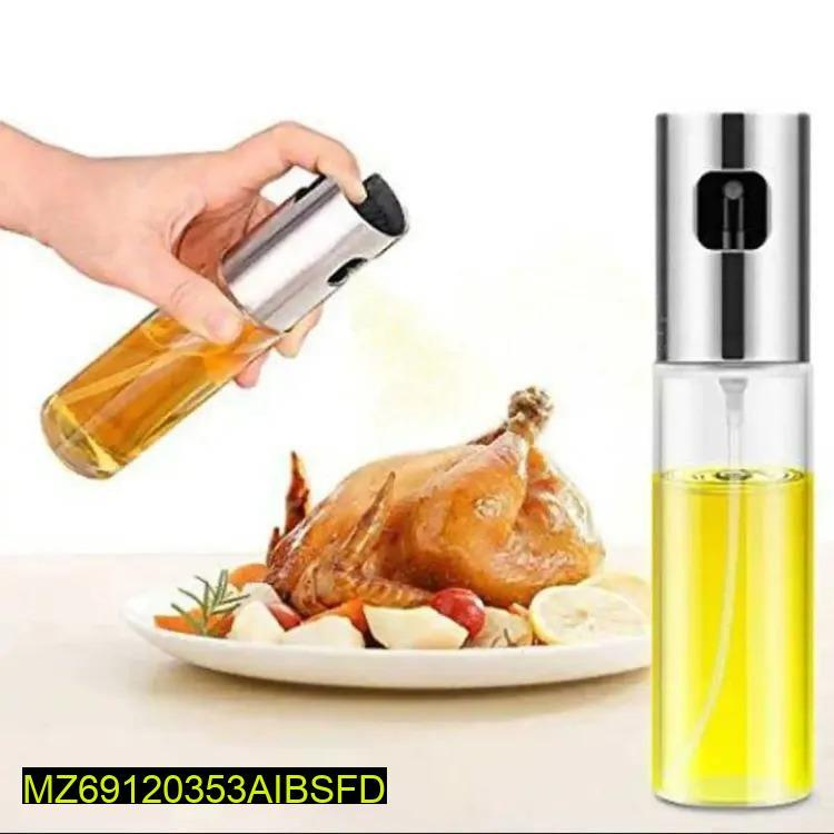 Glass Oil Spray Bottle 7.1" White Non-Slip Grip