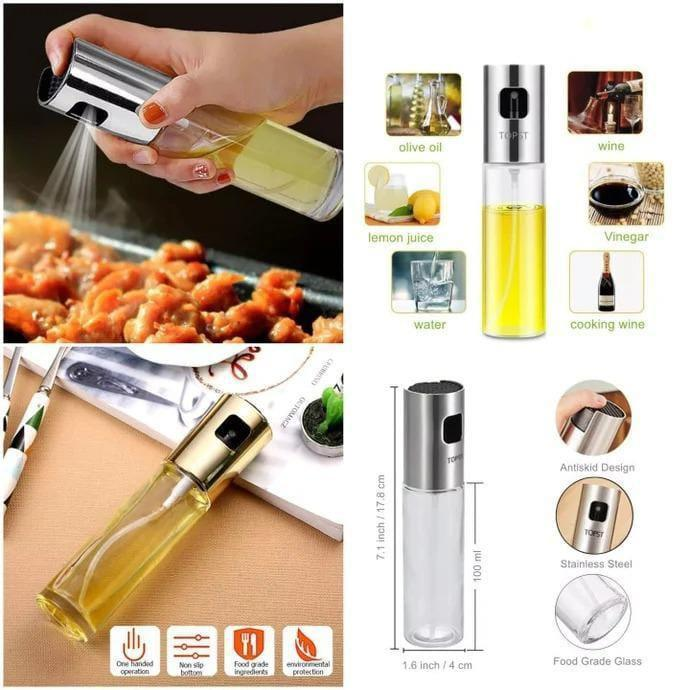 Glass Oil Spray Bottle 7.1" White Non-Slip Grip